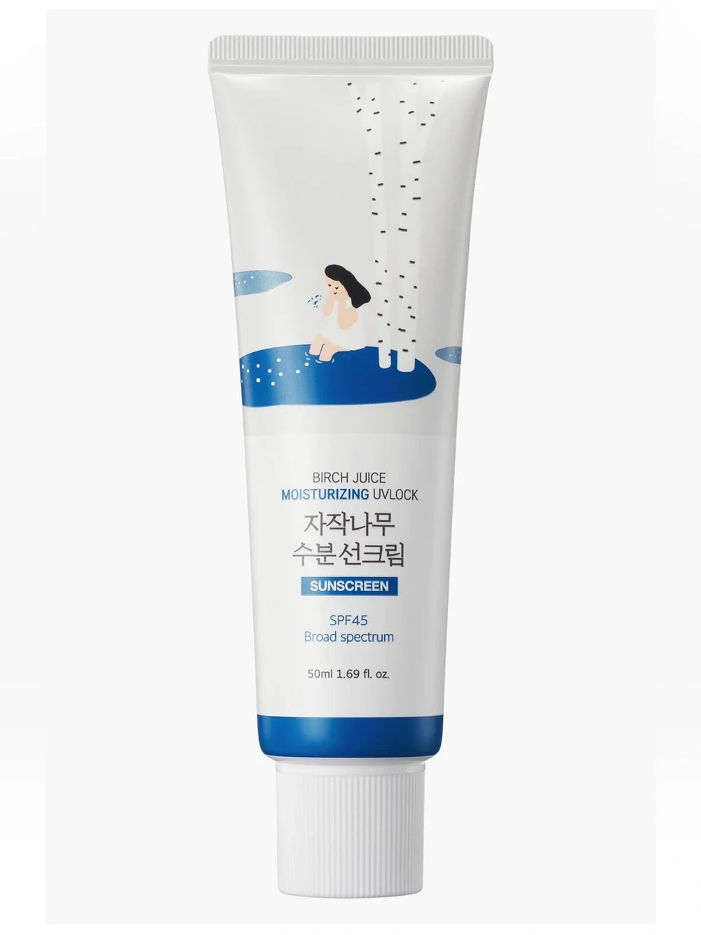2 KBeauty ROUND LAB Birch Juice Moisturizing UVLock Sunscreen SPF45, 1.69 fl oz